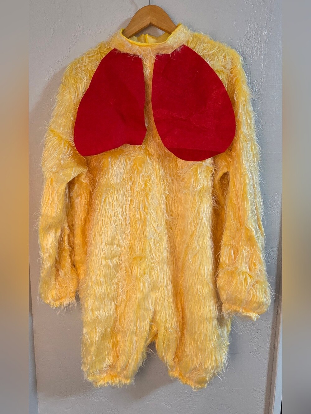 Funky Chicken Full Costume Set Adult One Size Plush Yellow Faux Fur Jumpsuit
